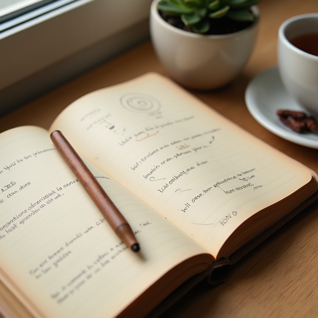 Jurnal de reflecție financiară cu notițe și grafice simple